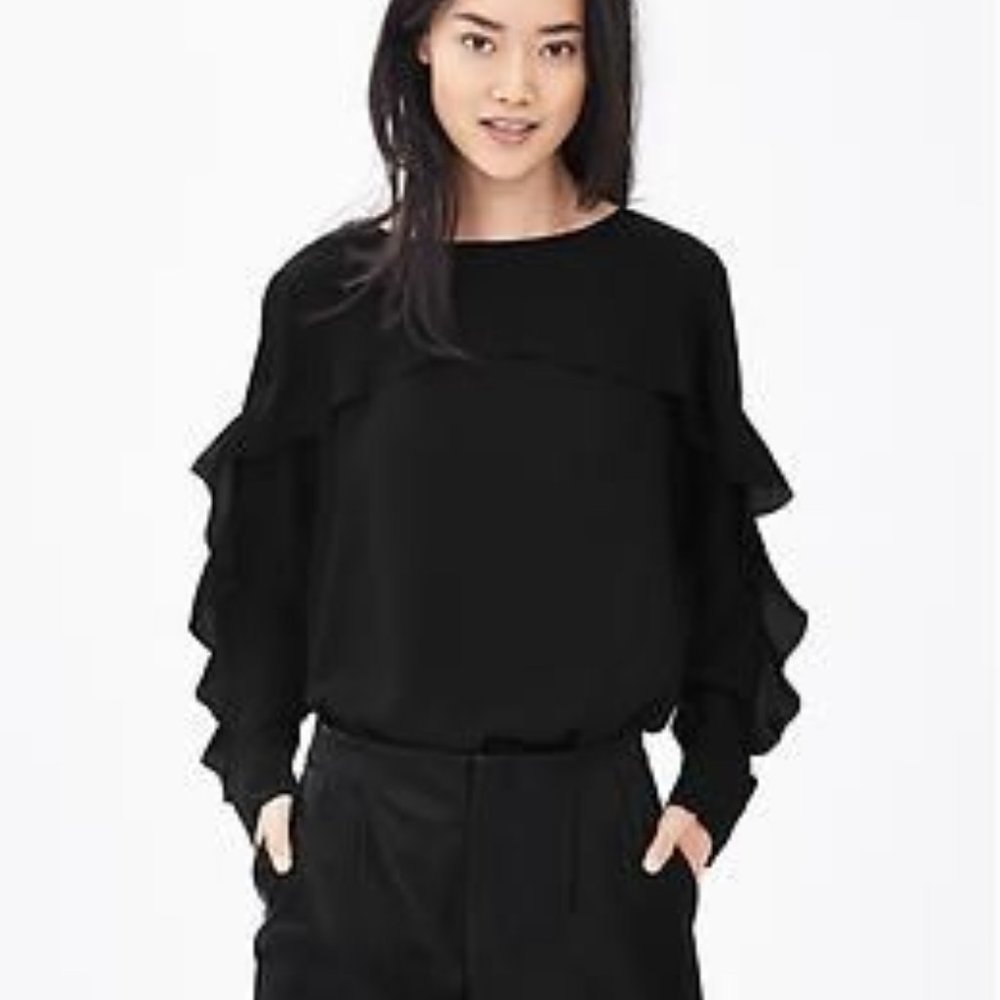 Banana Republic Front Ruffle Plum Blouse